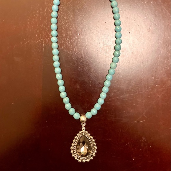 Jewelry - VINTAGE BOHO TURQUOISE & LARGE STONE NECKLACE 💧